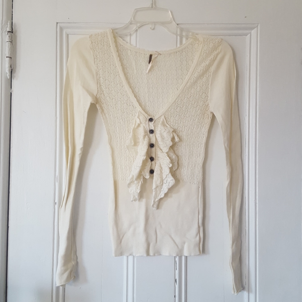 Free People Knit Ruffle Top - Picture 1 of 4
